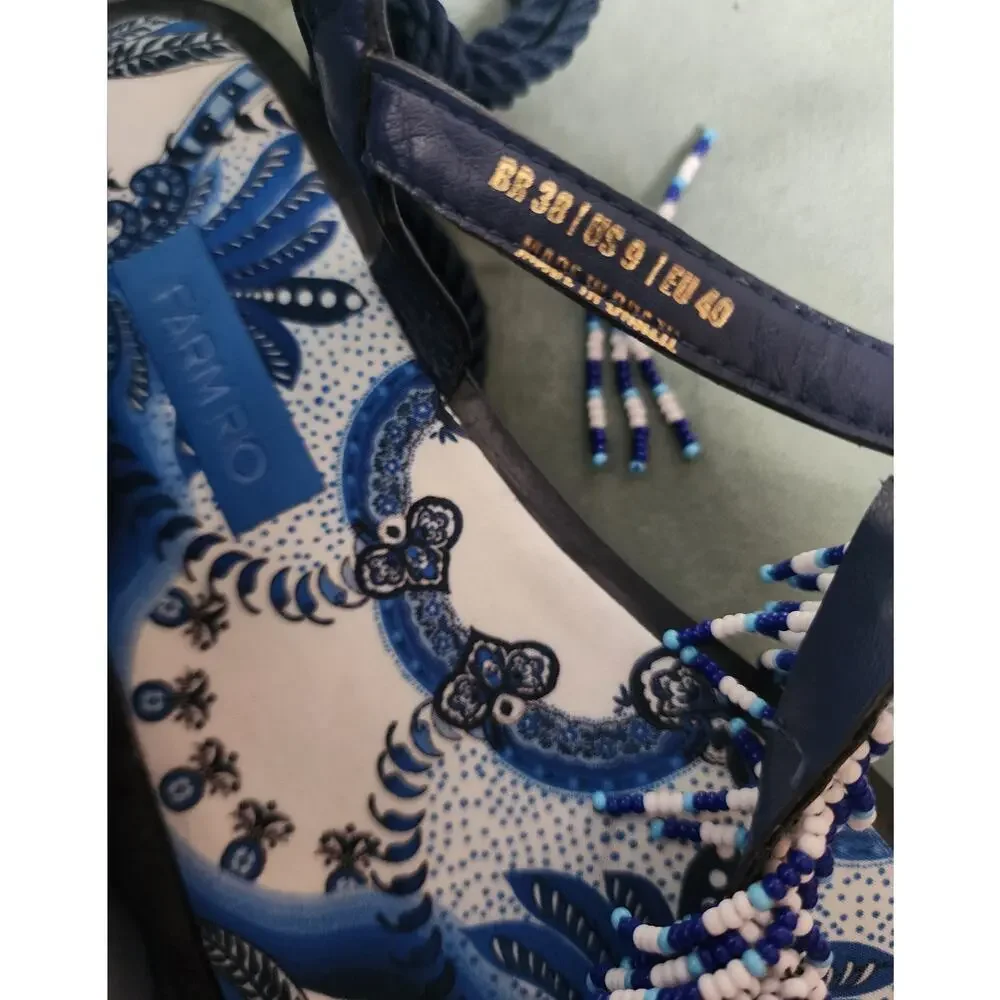 Farm Rio Size 9 Beaded Blue Sandals - Picture 4 of 4
